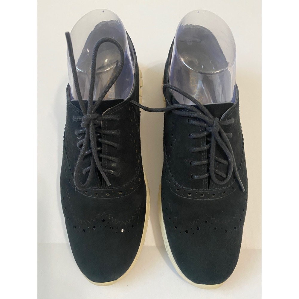 Cole Haan Zerogrand Black Suede Wingtip Oxford Shoes W05155 Womens 7